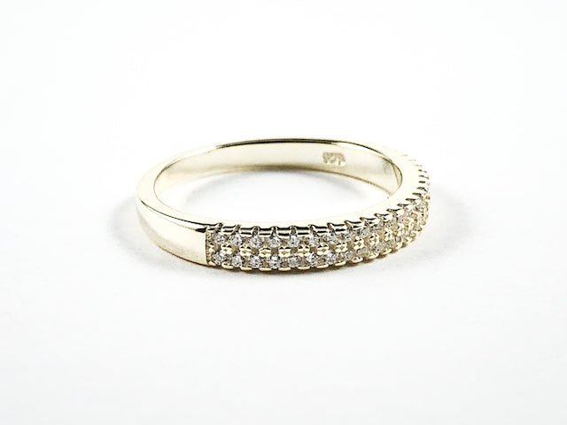 Beautiful Dainty 2 Row Silver Band Ring - HOUSE OF SHE
