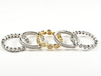 Beautiful Two Tone 5 Piece Set Elegant Eternity CZ Band Silver Rings - HOUSE OF SHE