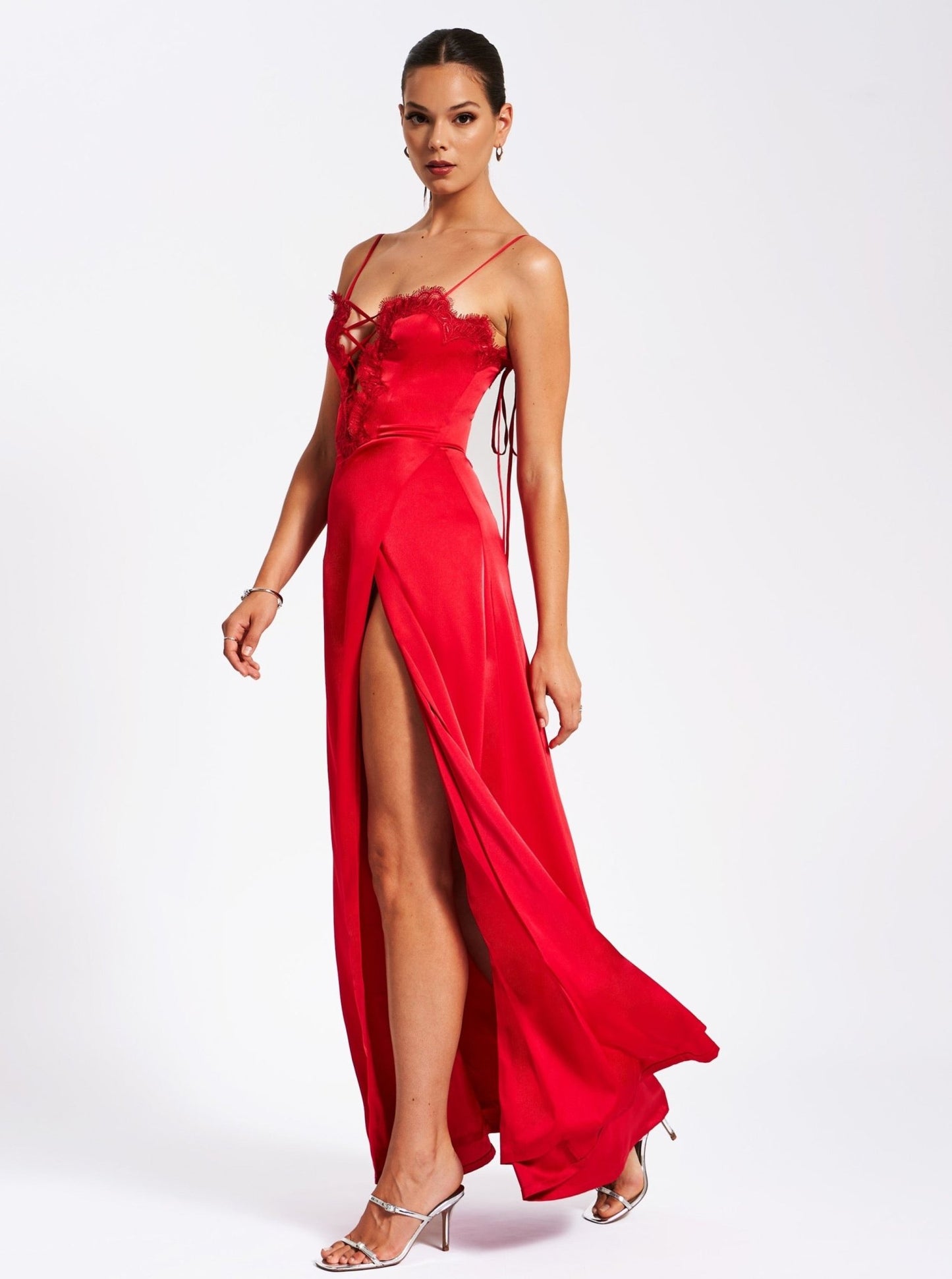 Bia Red Satin Dress - HOUSE OF SHE