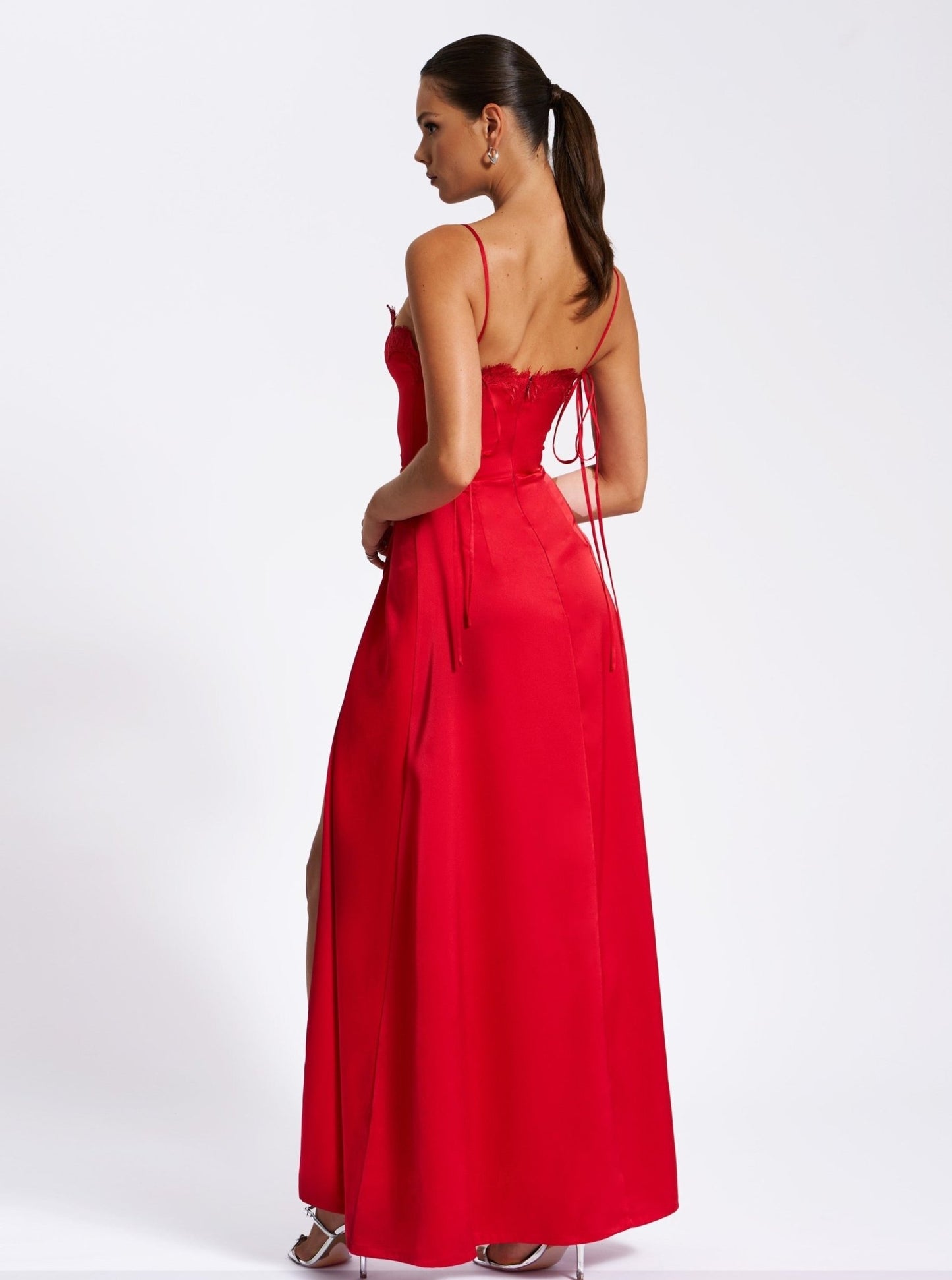 Bia Red Satin Dress - HOUSE OF SHE