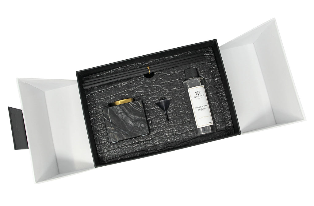 Black Marble Reed Diffuser, "Lily of the Valley" Scent - HOUSE OF SHE