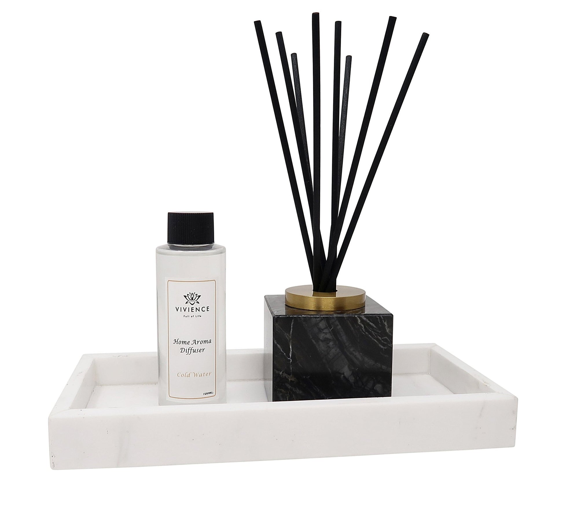 Black Marble Reed Diffuser, "Lily of the Valley" Scent - HOUSE OF SHE