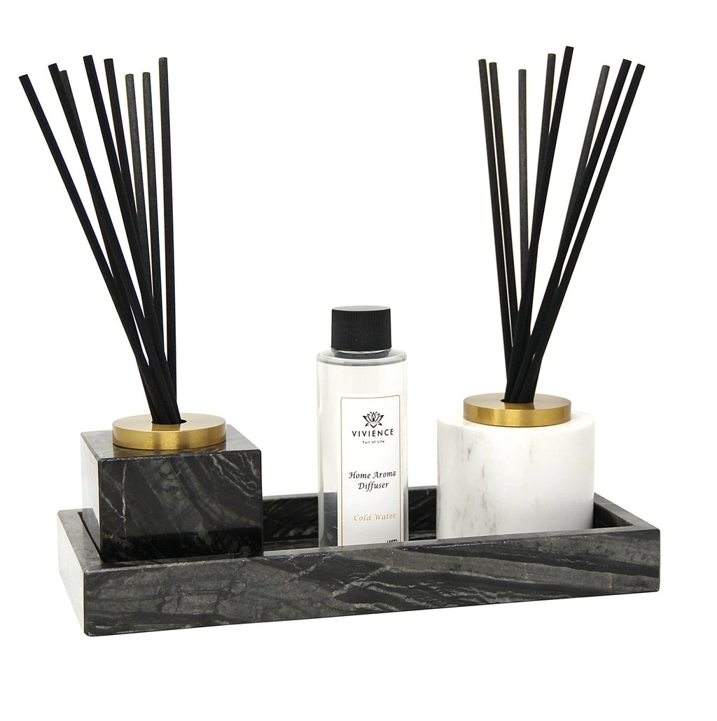 Black Marble Reed Diffuser, "Lily of the Valley" Scent - HOUSE OF SHE