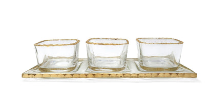 Bowl Relish Dish on Tray with Gold Rim - HOUSE OF SHE