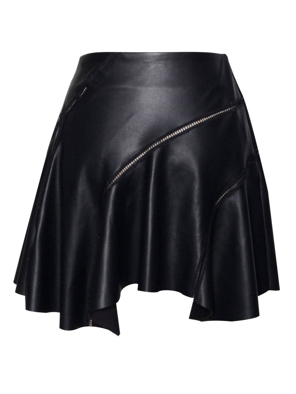 Cherry Black Vegan Leather Mini Skirt - HOUSE OF SHE