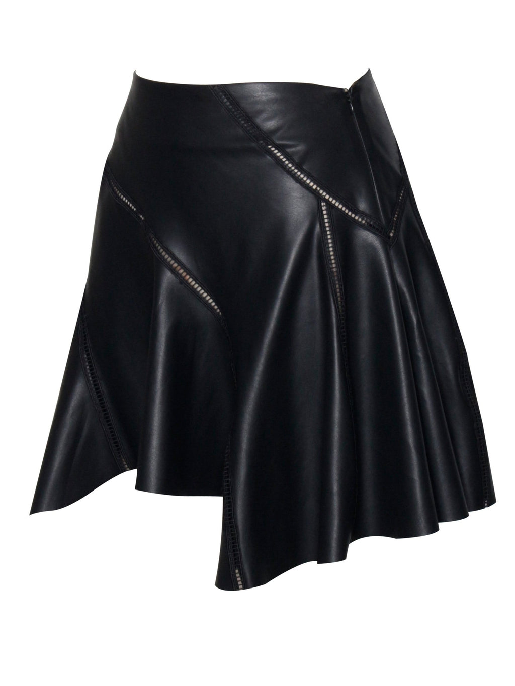 Cherry Black Vegan Leather Mini Skirt - HOUSE OF SHE