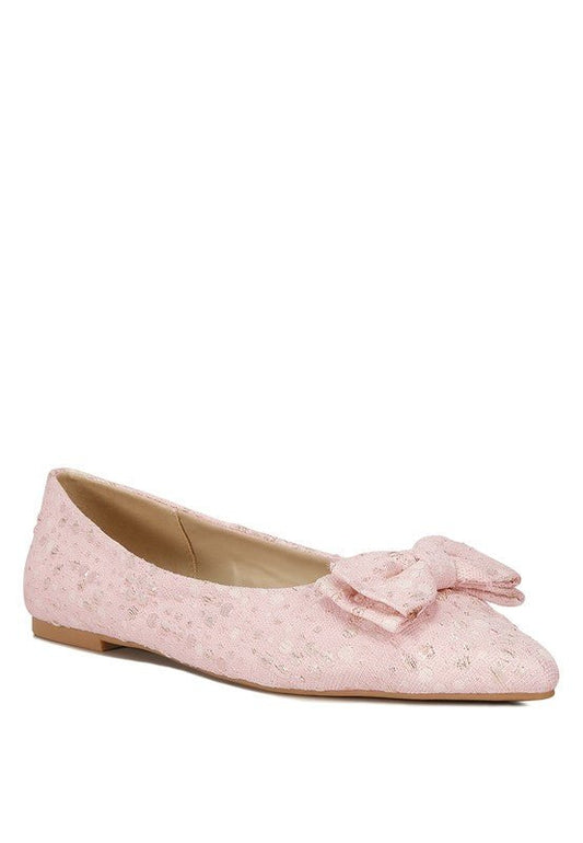 Cicely Jacquard Bow Embellished Ballet Flats - HOUSE OF SHE