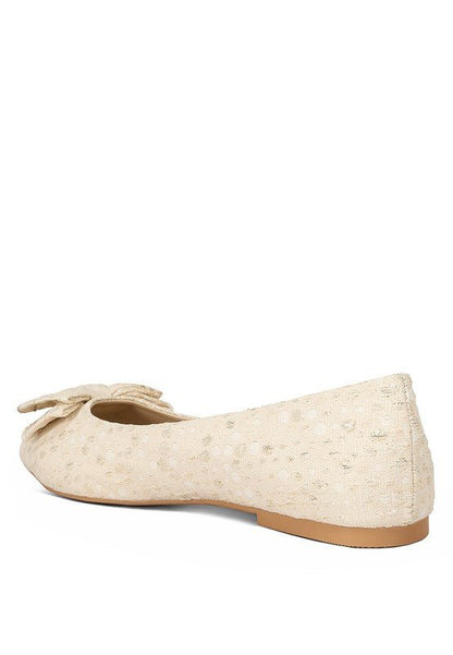 Cicely Jacquard Bow Embellished Ballet Flats - HOUSE OF SHE