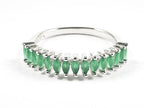 Dainty Thin Multi Marquis Cut Jade Color CZ Silver Ring - HOUSE OF SHE