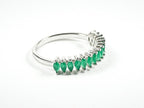 Dainty Thin Multi Marquis Cut Jade Color CZ Silver Ring - HOUSE OF SHE