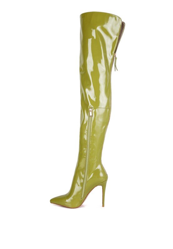 Eclectic Patent Pu Long Stiletto Boots - HOUSE OF SHE