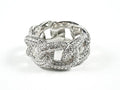 Elegant Chain Link Design Pave CZ Eternity Silver Band Ring - HOUSE OF SHE