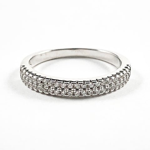 Elegant Dainty 2 Row CZ Silver Ring - HOUSE OF SHE