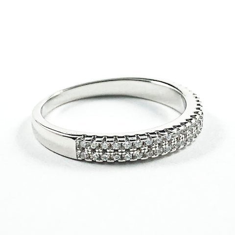 Elegant Dainty 2 Row CZ Silver Ring - HOUSE OF SHE
