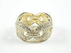 Elegant Micro Pave CZ Link Design Eternity Gold Tone Silver Ring - HOUSE OF SHE