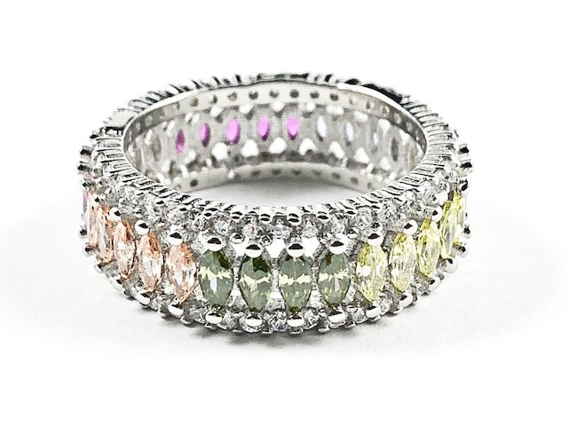 Elegant Multi Marquise CZ Eternity Silver Ring - HOUSE OF SHE