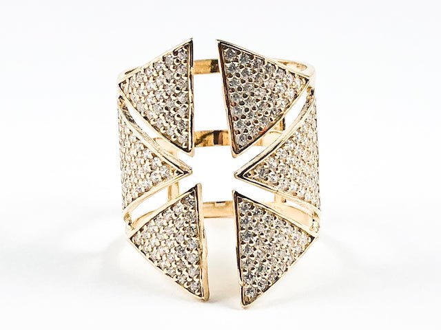 Elegant Multi Triangle Open Silver Ring - HOUSE OF SHE