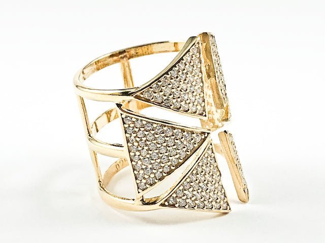 Elegant Multi Triangle Open Silver Ring - HOUSE OF SHE