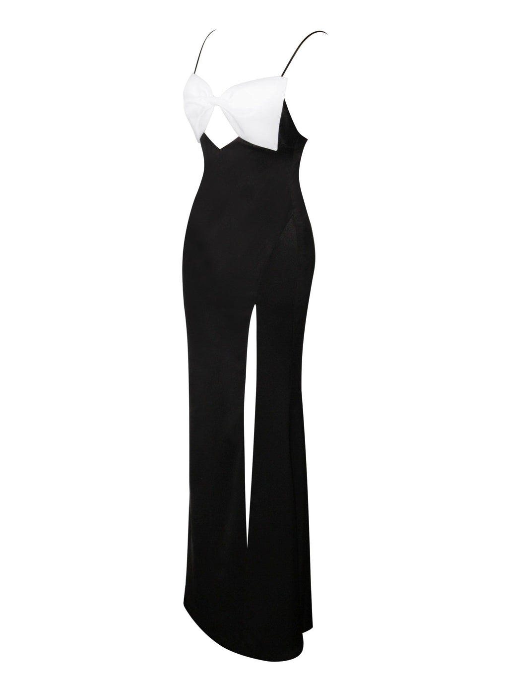 Eli Black and White Bow Satin Dress - HOUSE OF SHE