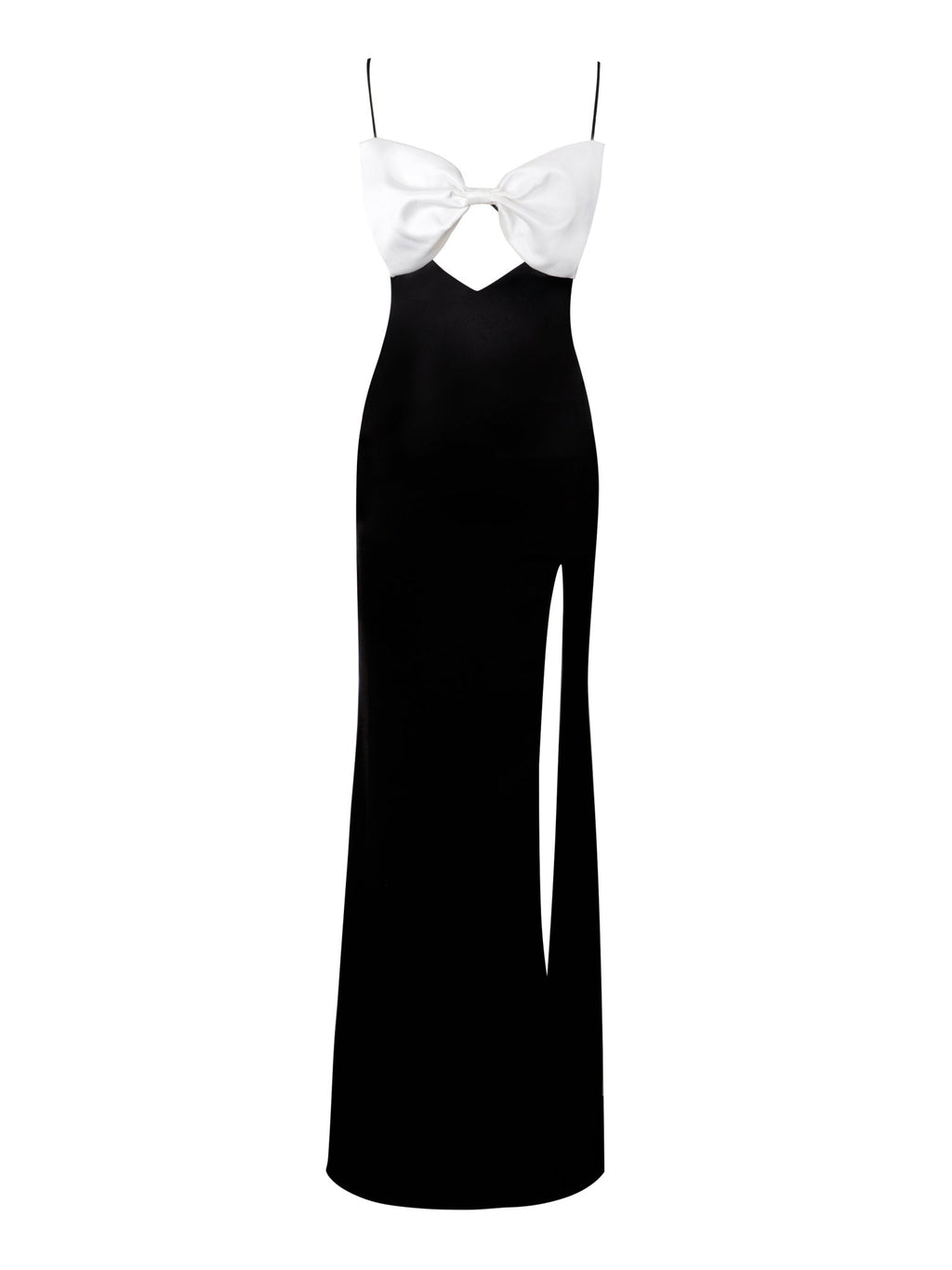 Eli Black and White Bow Satin Dress - HOUSE OF SHE