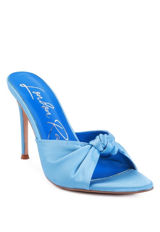 Blue Crush Satin Knot Open Heels - HOUSE OF SHE