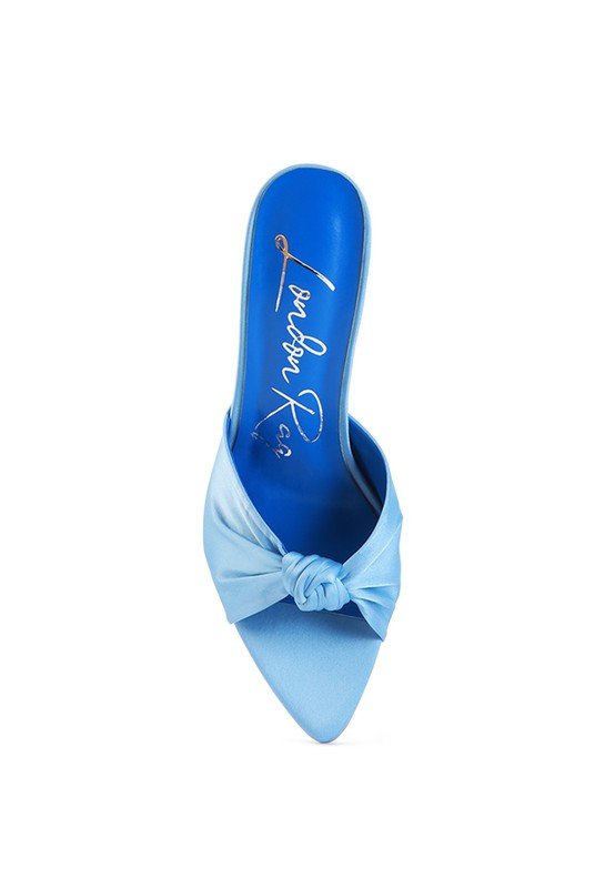 Blue Crush Satin Knot Open Heels - HOUSE OF SHE
