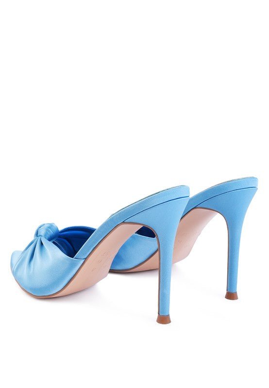 Blue Crush Satin Knot Open Heels - HOUSE OF SHE