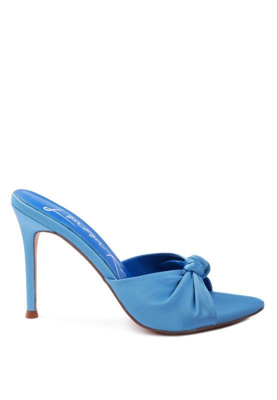 Blue Crush Satin Knot Open Heels - HOUSE OF SHE