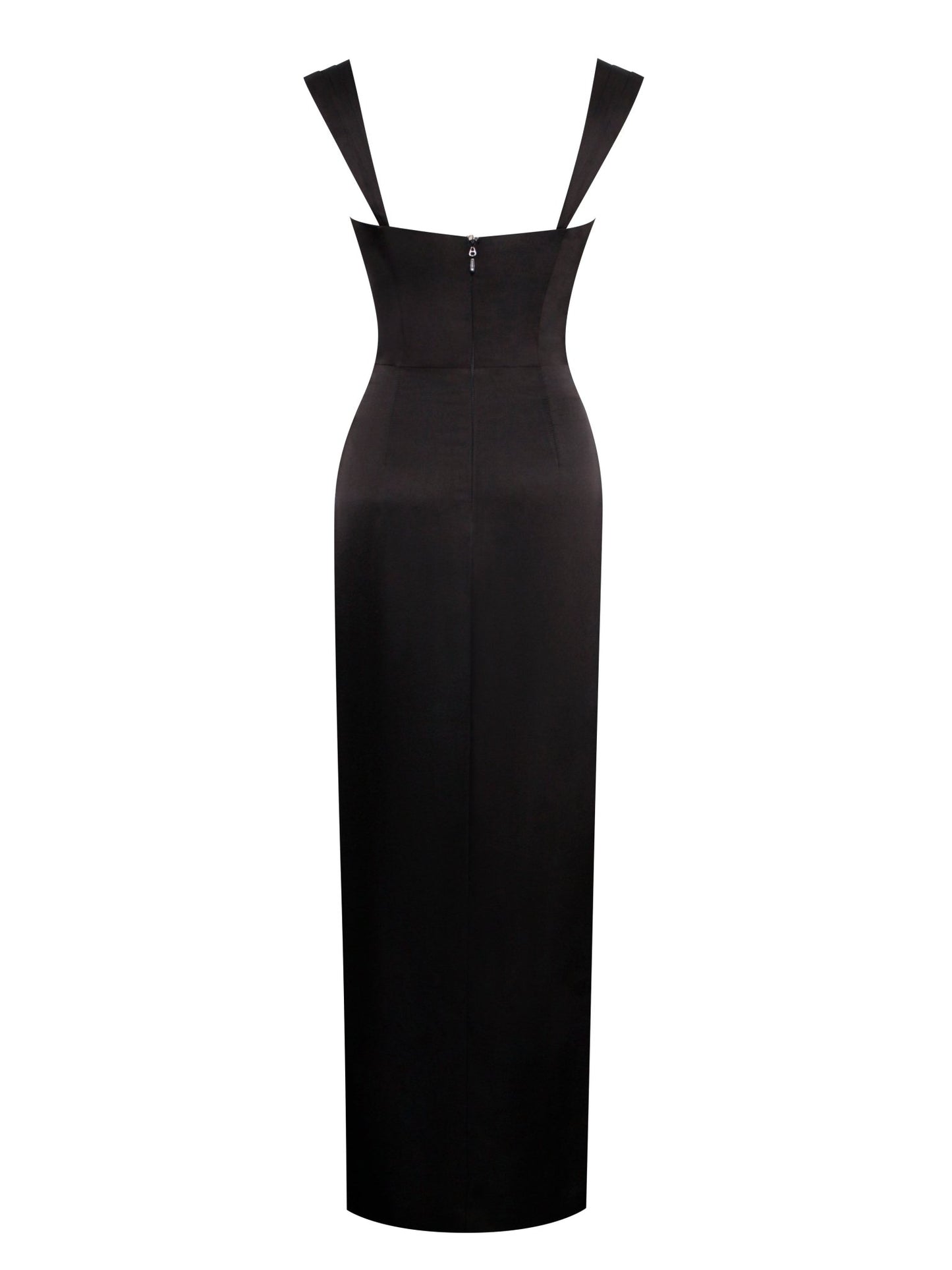 Freddie Black Lace Satin Maxi Corset Dress - HOUSE OF SHE