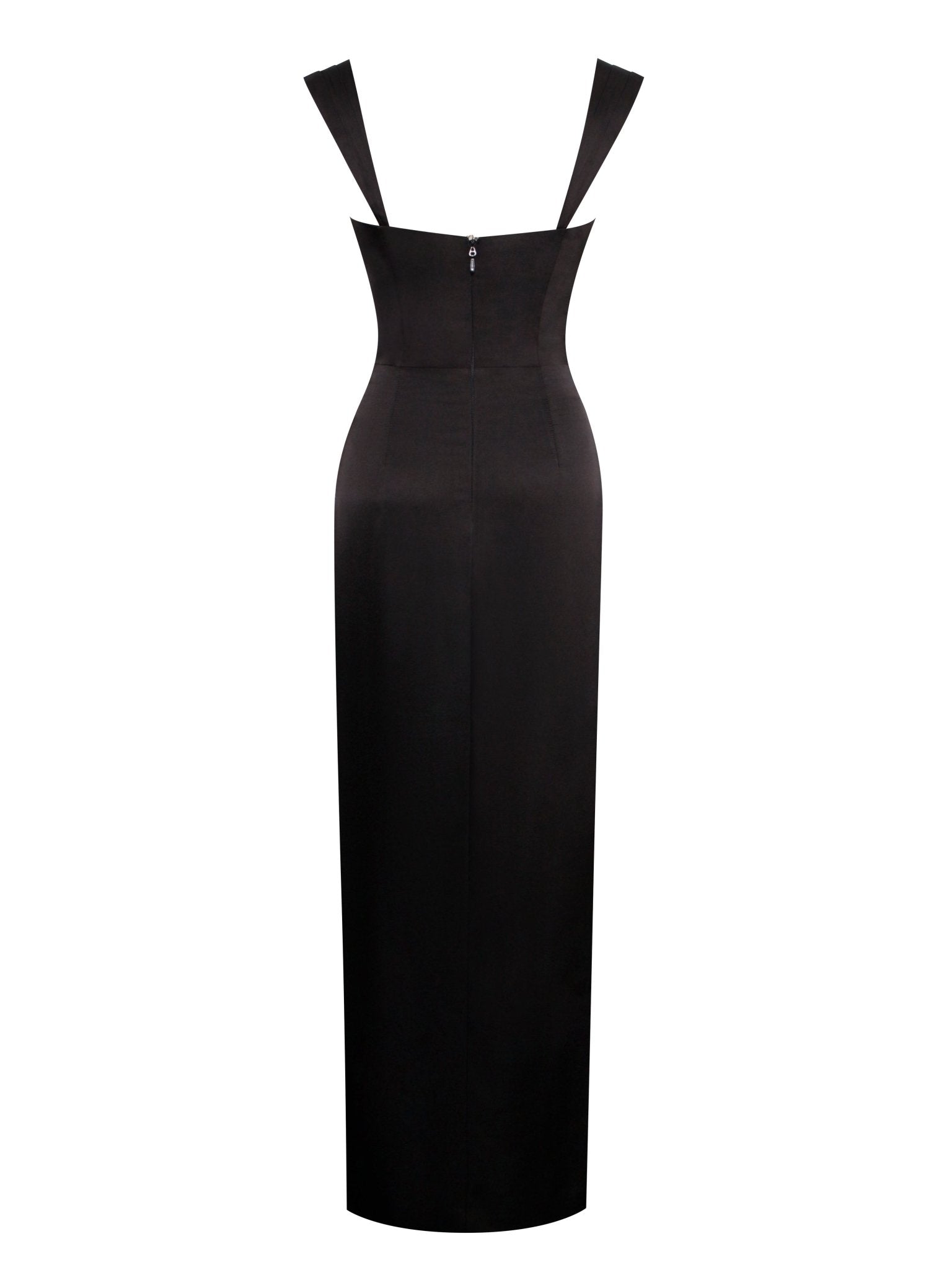 Freddie Black Lace Satin Maxi Corset Dress - HOUSE OF SHE