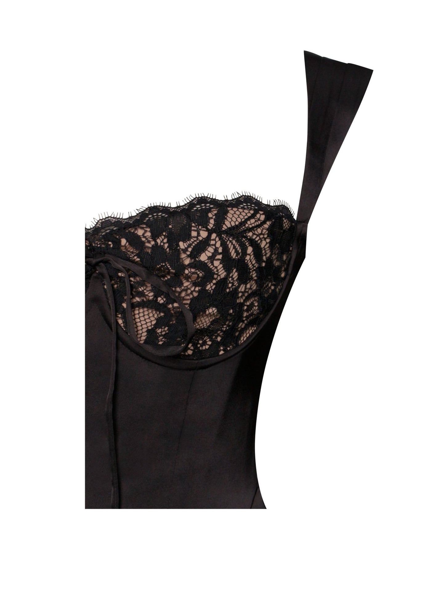 Freddie Black Lace Satin Maxi Corset Dress - HOUSE OF SHE