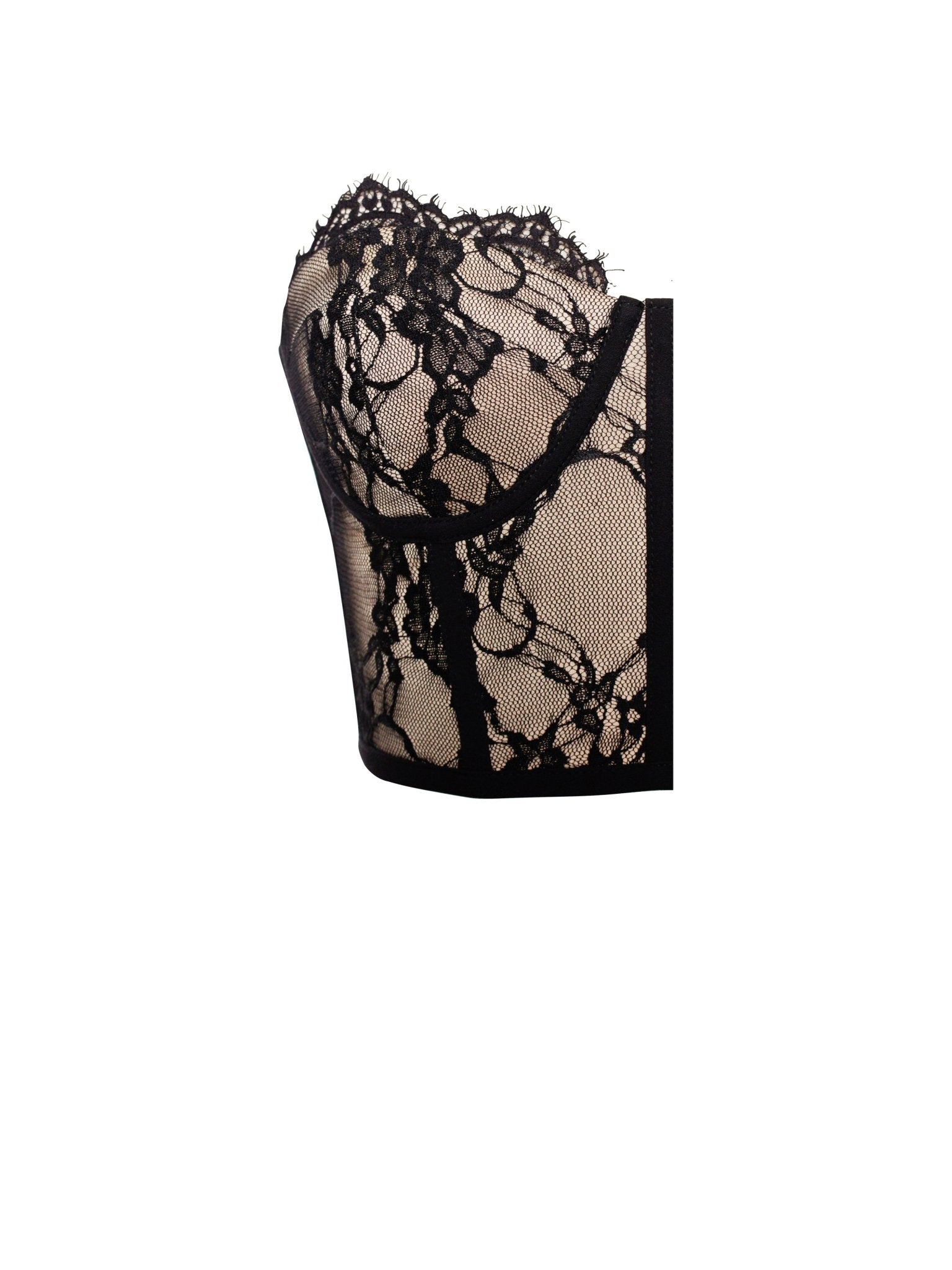 Gia Black Lace Corset Cropped Top - HOUSE OF SHE