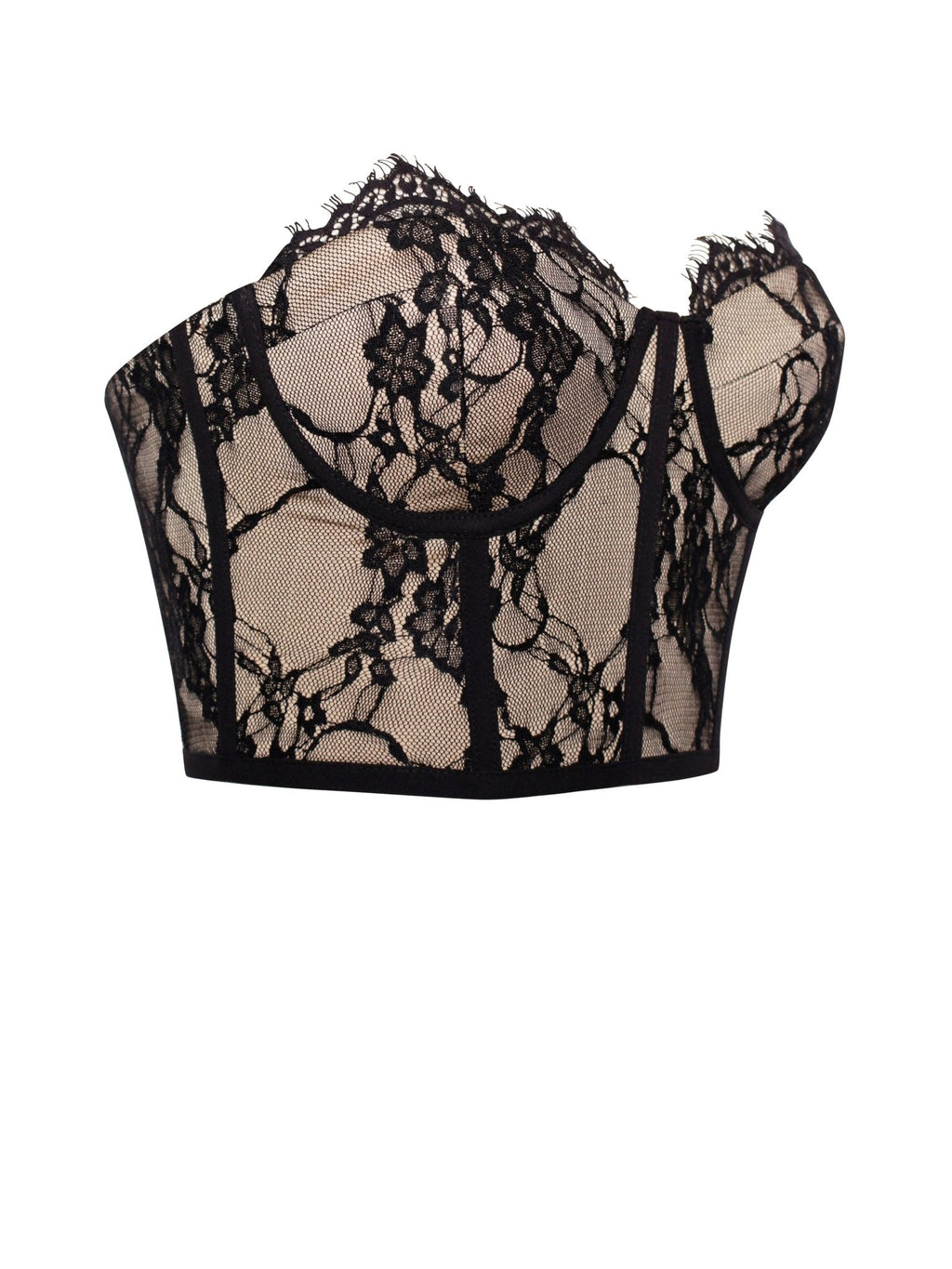 Gia Black Lace Corset Cropped Top - HOUSE OF SHE