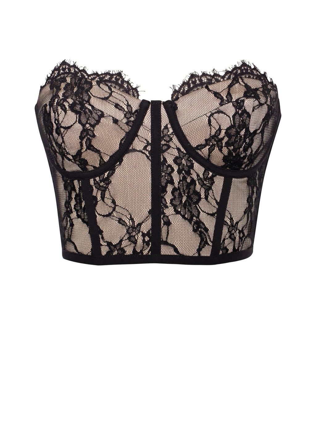 Gia Black Lace Corset Cropped Top - HOUSE OF SHE