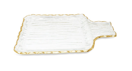 Glass Square Tray with Gold Border - HOUSE OF SHE