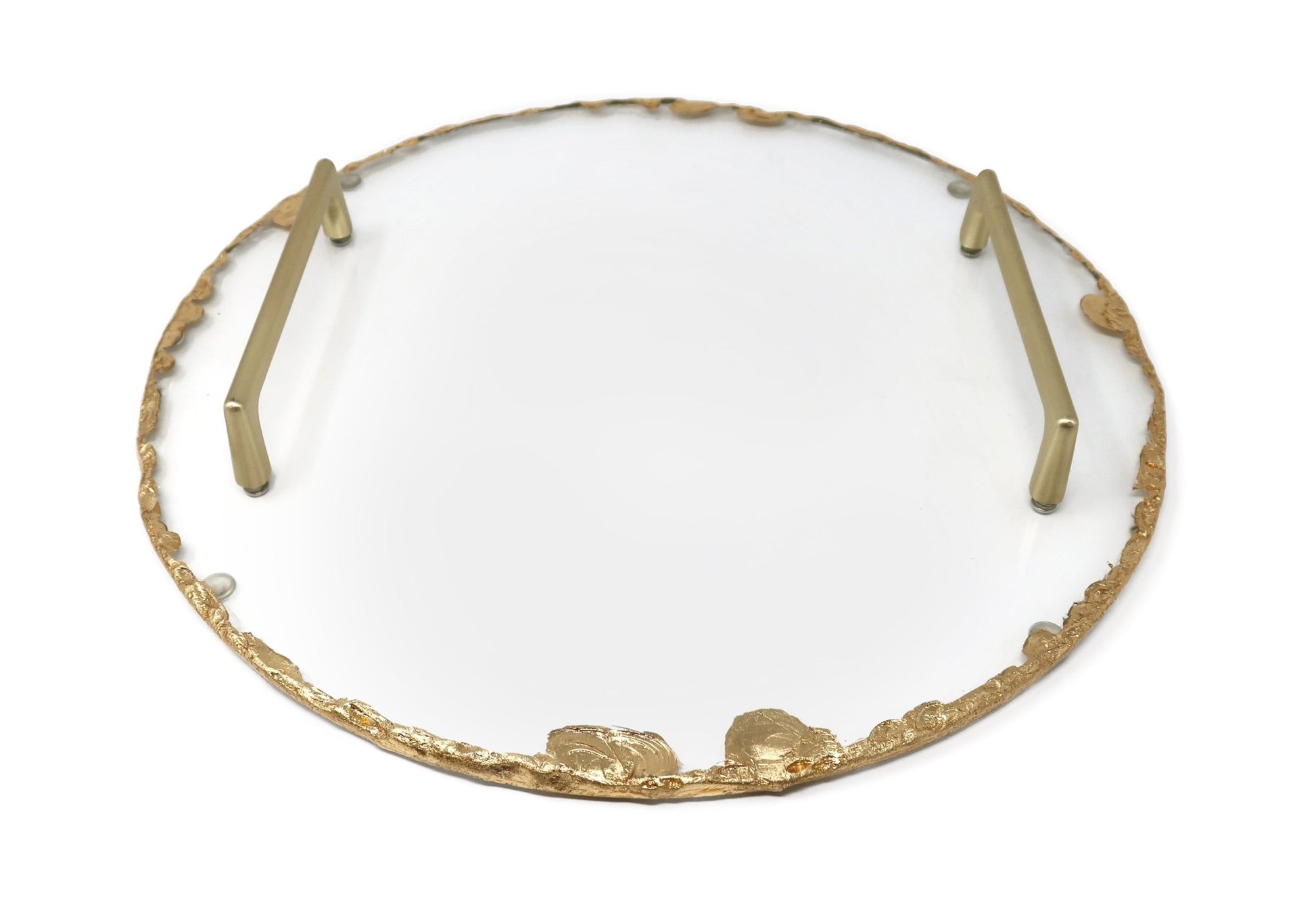 Glass Tray with Gold Rim and Handles - HOUSE OF SHE