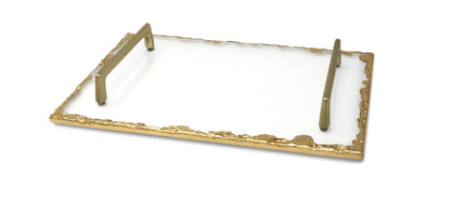 Glass Tray with Gold Rim and Handles - HOUSE OF SHE