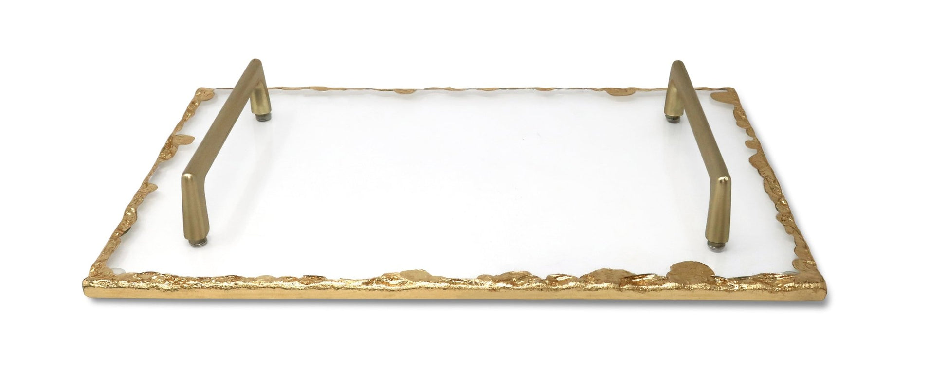 Glass Tray with Gold Rim and Handles - HOUSE OF SHE