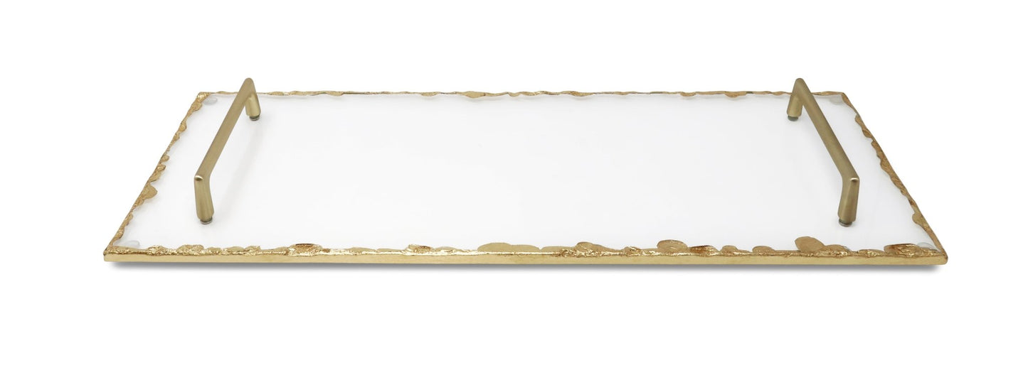 Glass Tray with Gold Rim and Handles - HOUSE OF SHE