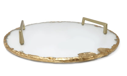 Glass Tray with Gold Rim and Handles - HOUSE OF SHE