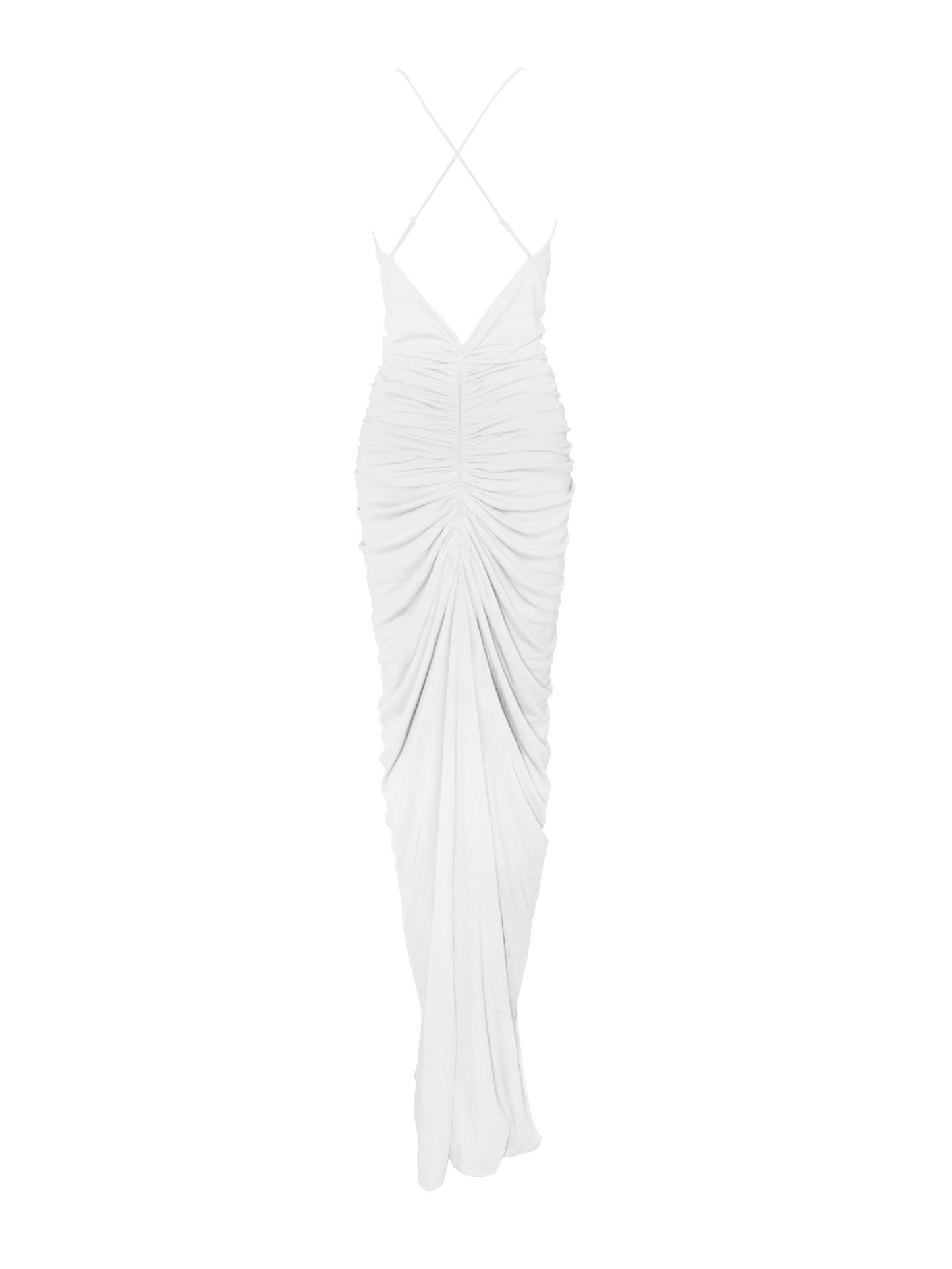 Glen White Strappy Deep V Backless Maxi Dress - HOUSE OF SHE