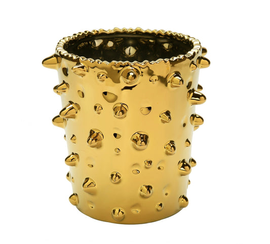 Gold Bud Vase with Dimensional Dot Design - HOUSE OF SHE