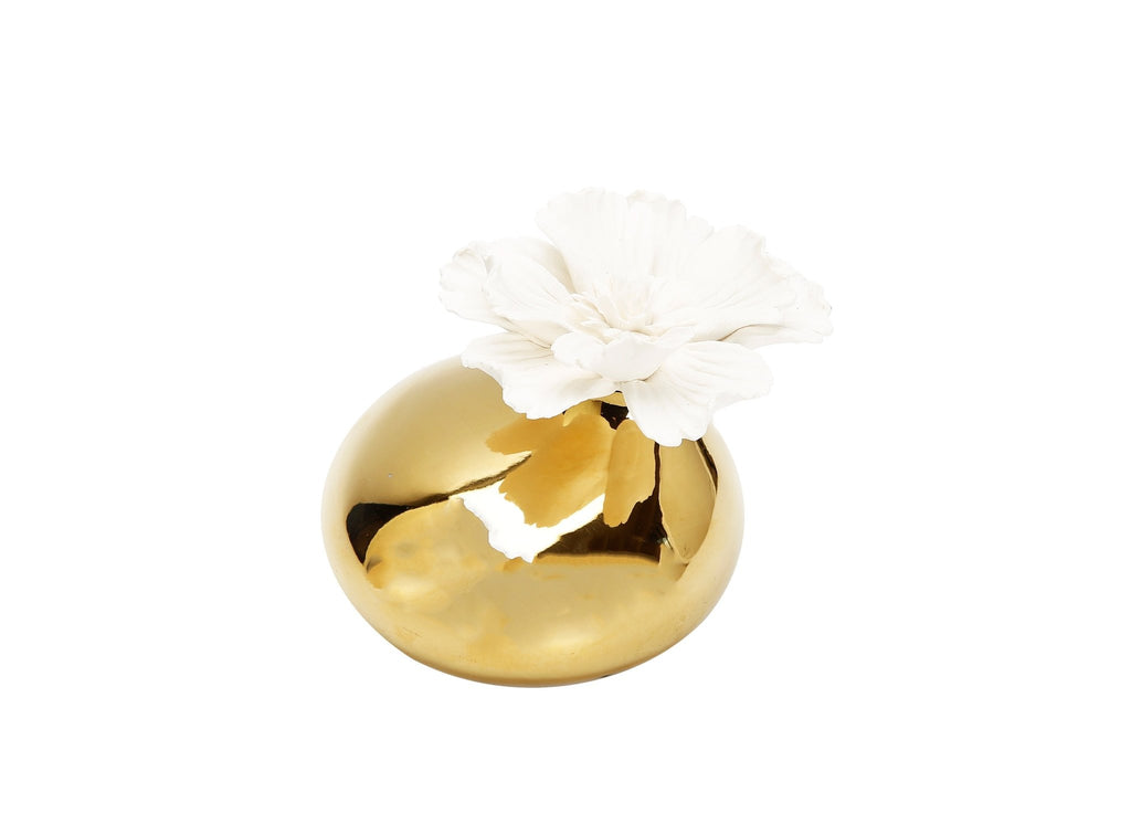Gold Diffuser  with Dimensional White Flower, “Iris and Rose” aroma - HOUSE OF SHE