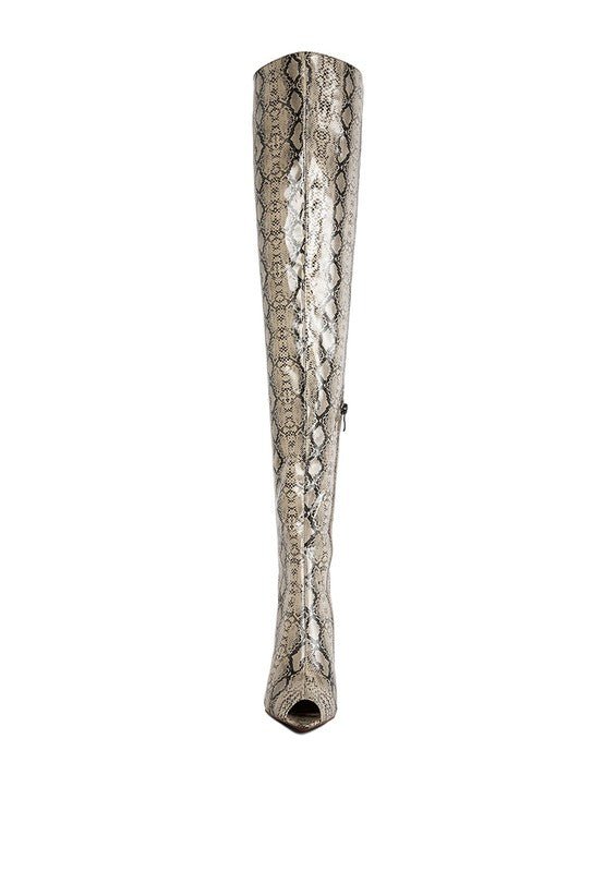 High Drama Snake print Stiletto Long Boots - HOUSE OF SHE