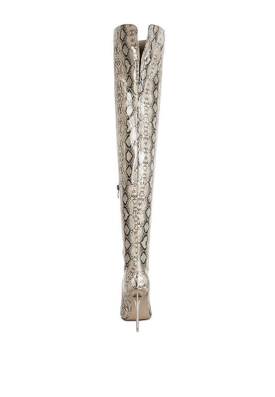 High Drama Snake print Stiletto Long Boots - HOUSE OF SHE