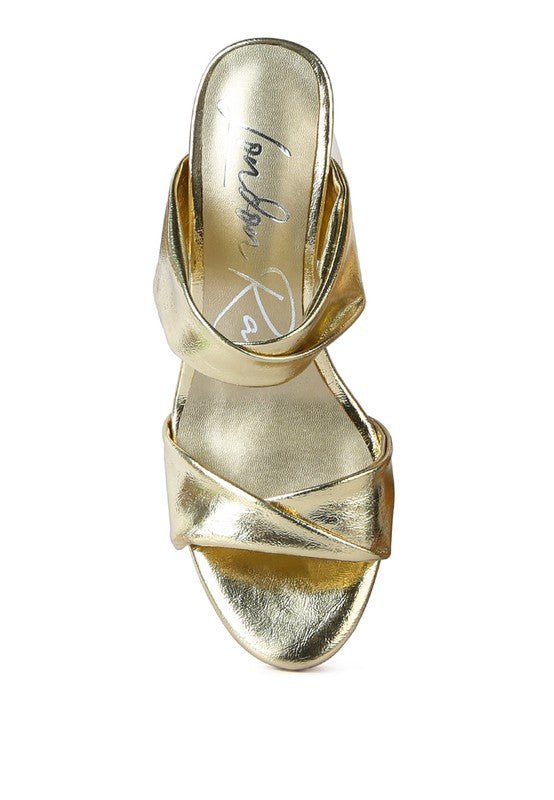 Mess Metallic Block Sandal Heels - HOUSE OF SHE