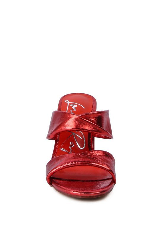 Mess Metallic Block Sandal Heels - HOUSE OF SHE
