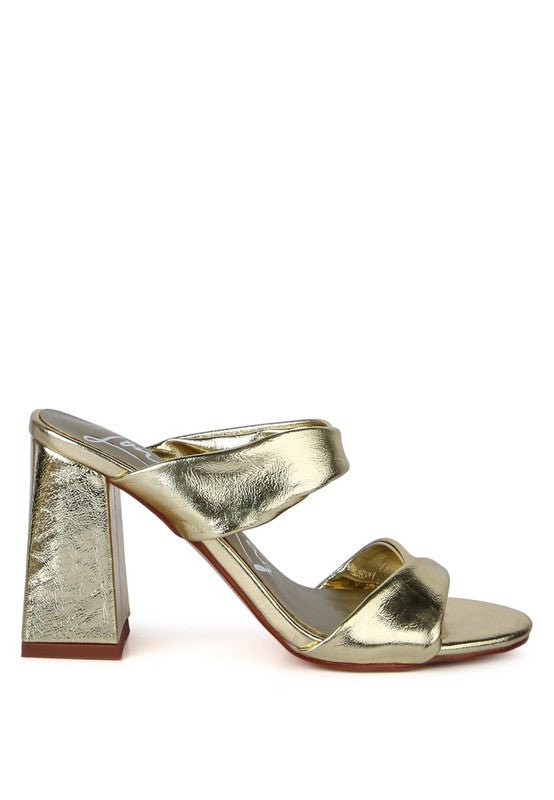 Mess Metallic Block Sandal Heels - HOUSE OF SHE