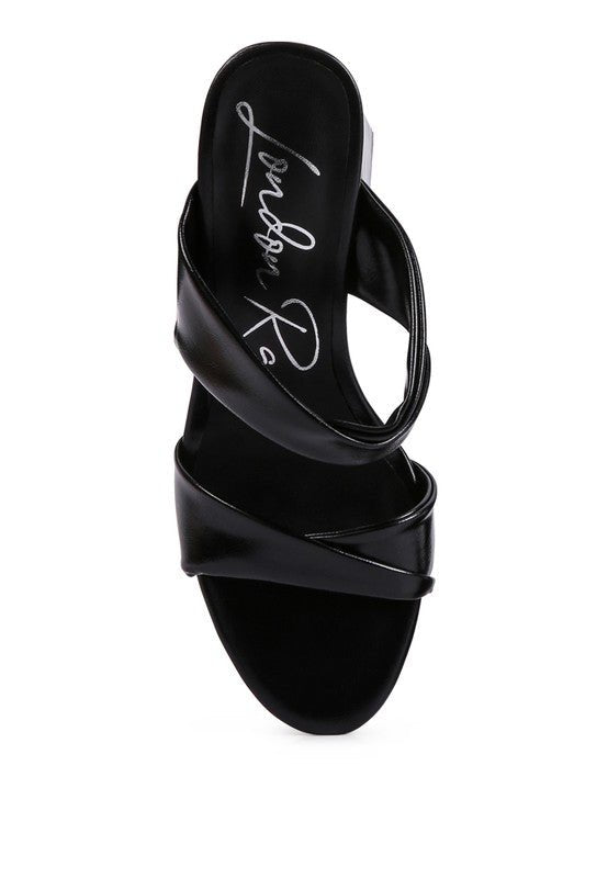 Mess Metallic Block Sandal Heels - HOUSE OF SHE