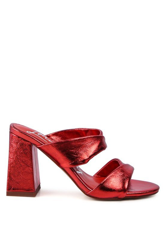 Mess Metallic Block Sandal Heels - HOUSE OF SHE